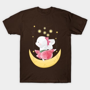 cute bunny dancing moon T-Shirt